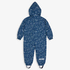 3 in 1 Waterproof Scampsuit Navy with hood and all-over space pattern. Back view, showing the scampsuit's full design.